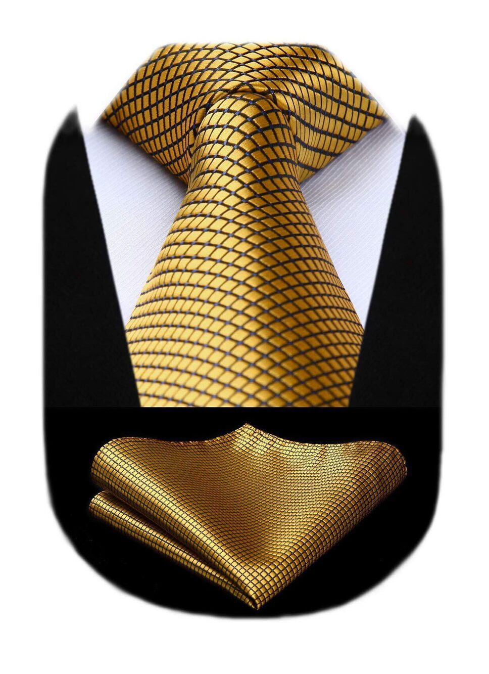 7804 Gold Ties Yellow Gold Tie Pocket Square Set Classic Gold Ties Silk